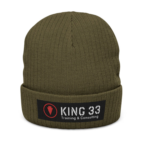 Embroidered Ribbed Beanie — KING 33 Logo Winter Hat