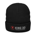 Embroidered Ribbed Beanie — KING 33 Logo Winter Hat