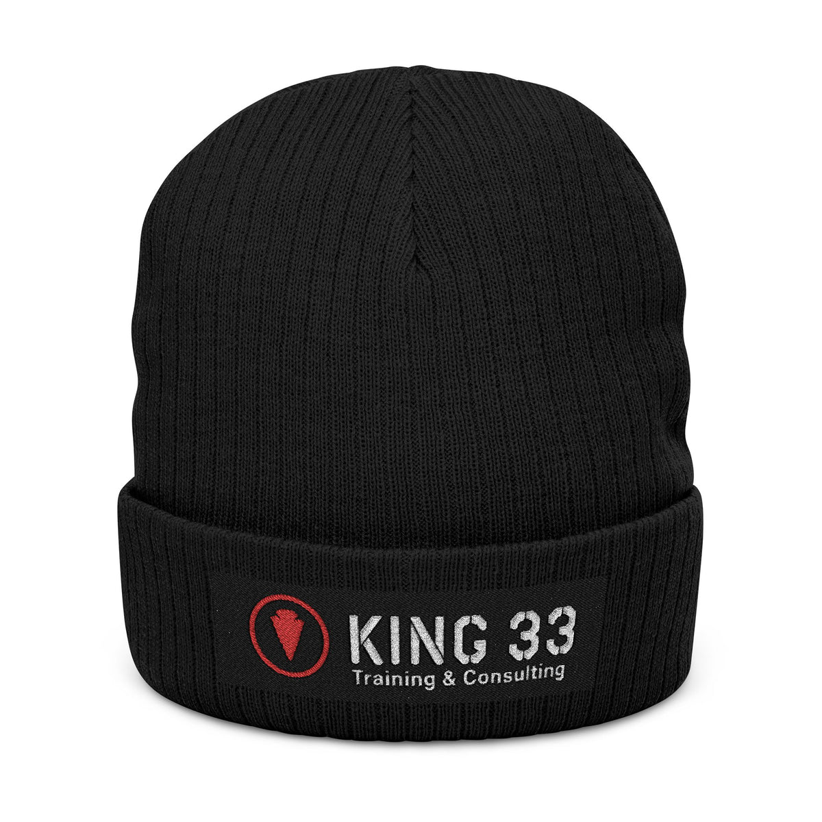 Embroidered Ribbed Beanie — KING 33 Logo Winter Hat