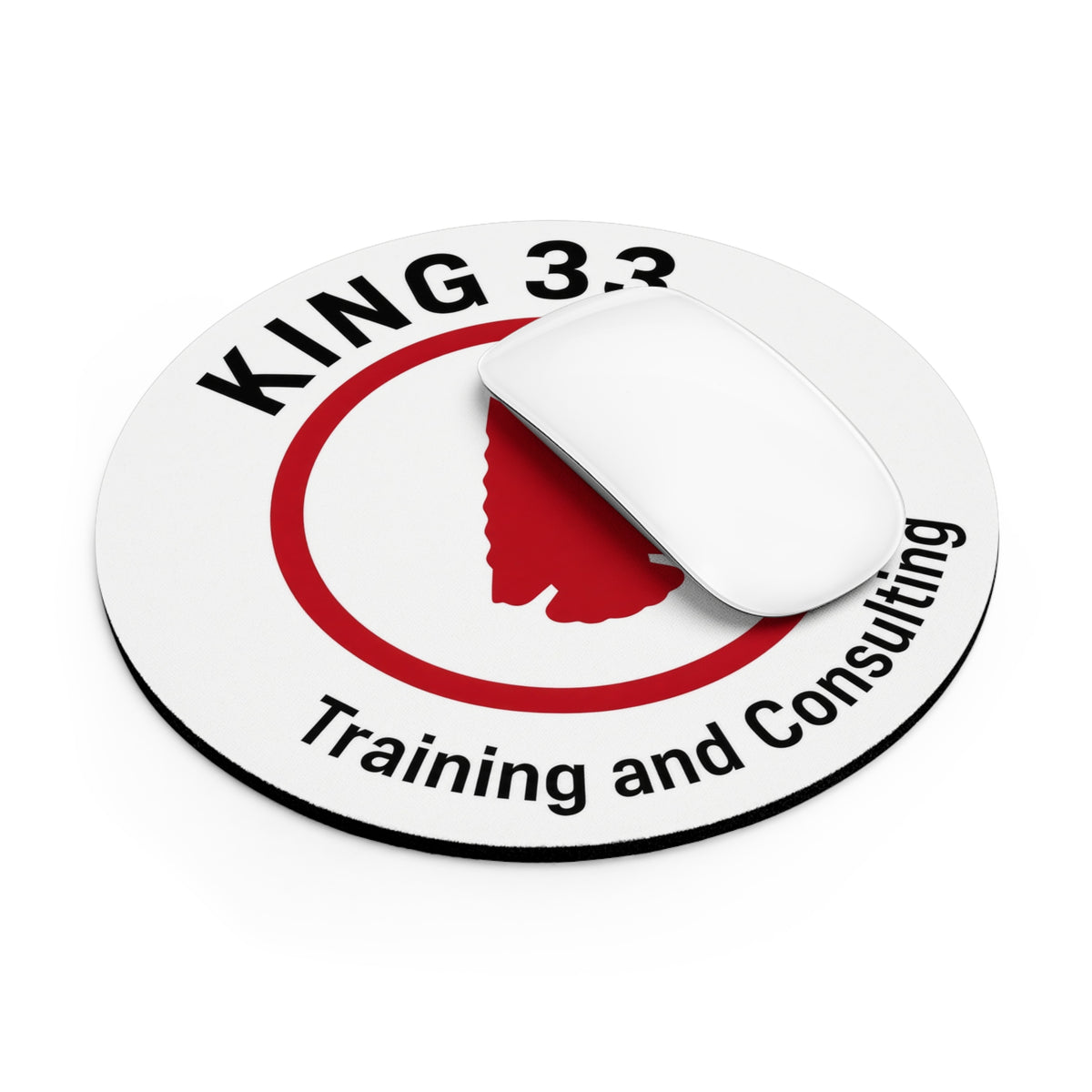 King 33 Training and Consulting Round Mouse Pad — Arrowhead Logo Desk Mat